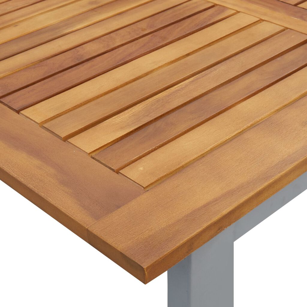 vidaXL Εξωτερικό Τραπεζάκι Φαγητού Γκρι 140x80x75 εκ. Ατσάλι & Μασίφ ξύλο ακακίας