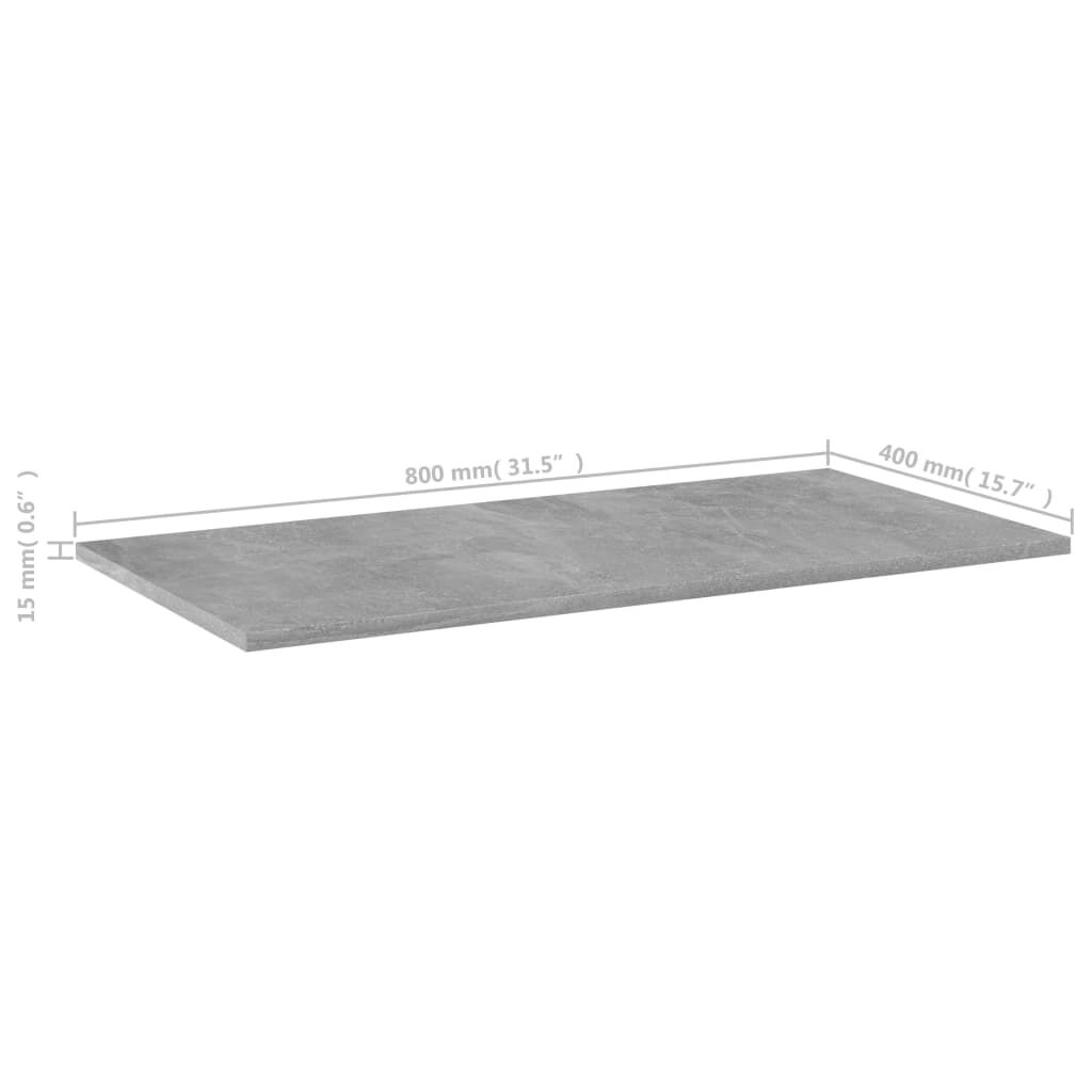 vidaXL Ράφια Βιβλιοθήκης 4 τεμ. Γκρι Σκυροδ. 80x40x1,5 εκ. Επεξ. Ξύλο