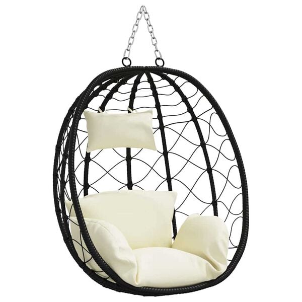 vidaXL Κρεμαστή καρέκλα αυγό Κρεμ λευκό 91.5 x 60 x 110 εκ.