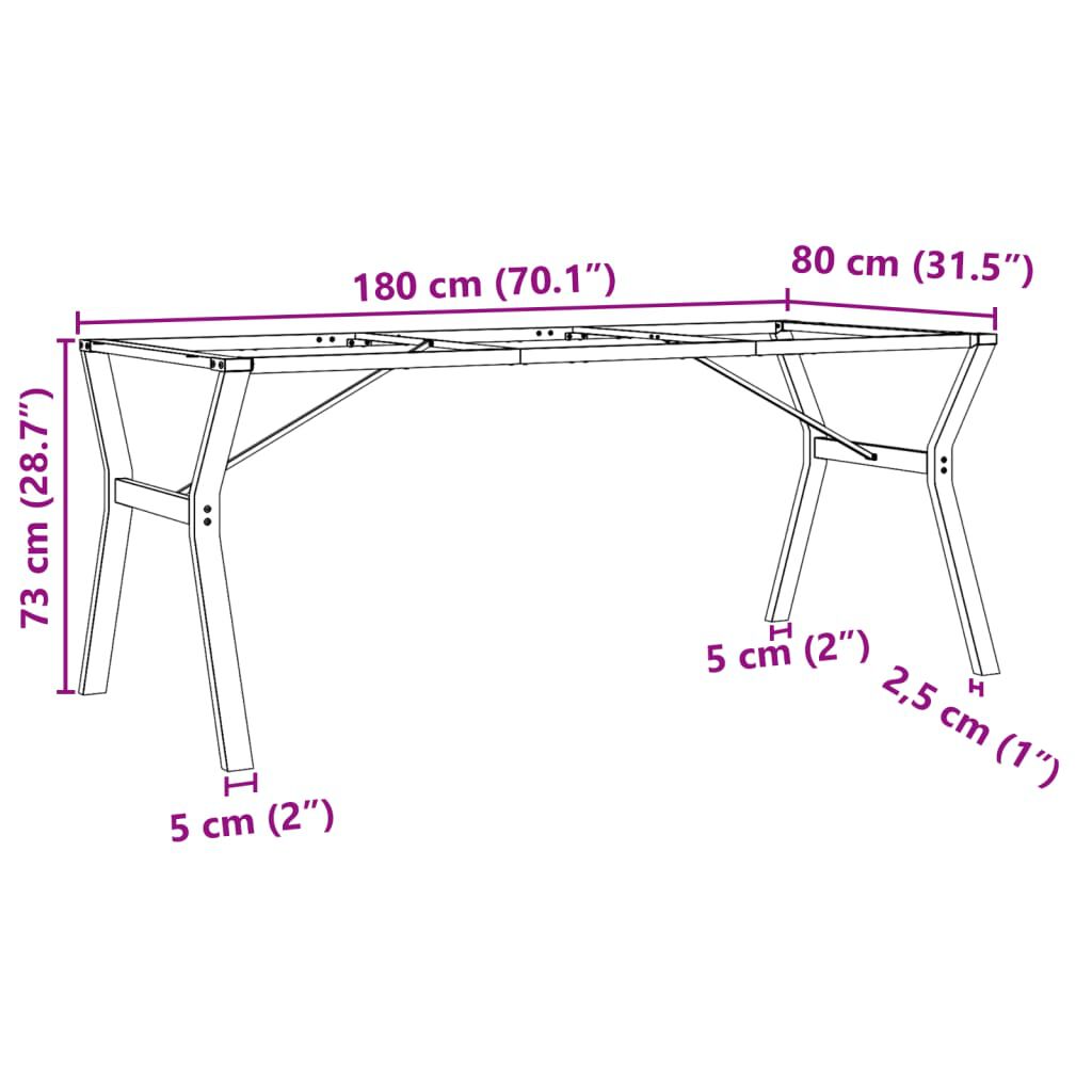 vidaXL Πόδια Τραπεζαρίας σε Σχήμα «Y» 180x80x73 εκ. Ατσάλι