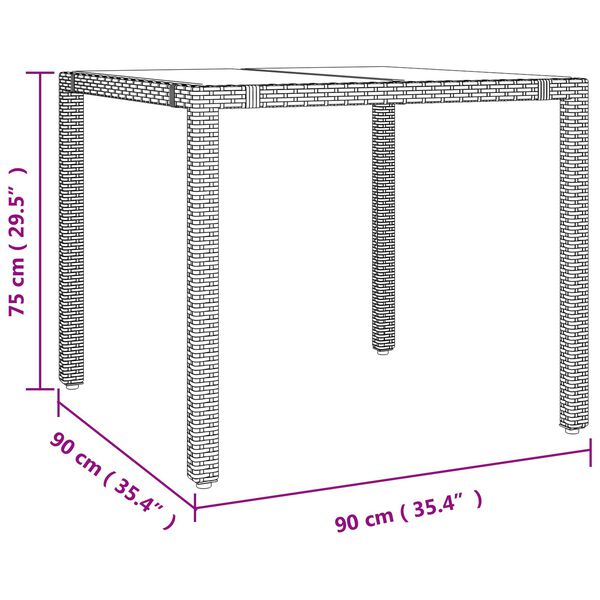 vidaXL Σέτ φαγητού για κήπο 5 pcs Μπεζ 90 x 90 x 75 cm συνθετικό ρατάν
