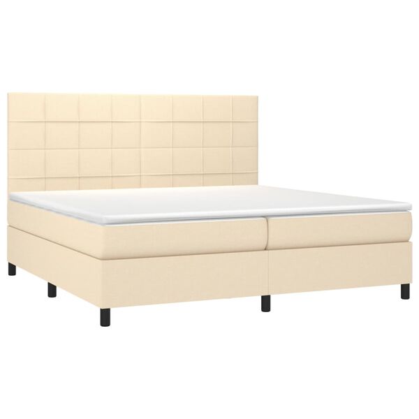 vidaXL &Kappa;&rho;&epsilon;&beta;ά&tau;&iota; Boxspring &mu;&epsilon; &Sigma;&tau;&rho;ώ&mu;&alpha; &Kappa;&rho;&epsilon;&mu; 200x200 &epsilon;&kappa;. &Upsilon;&phi;&alpha;&sigma;&mu;ά&tau;&iota;&nu;&omicron;