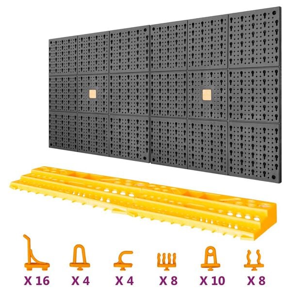 vidaXL Πλάτη Εργαλείων με 50 Γάντζους 500 x 1000 χιλ. Πολυπροπυλένιο