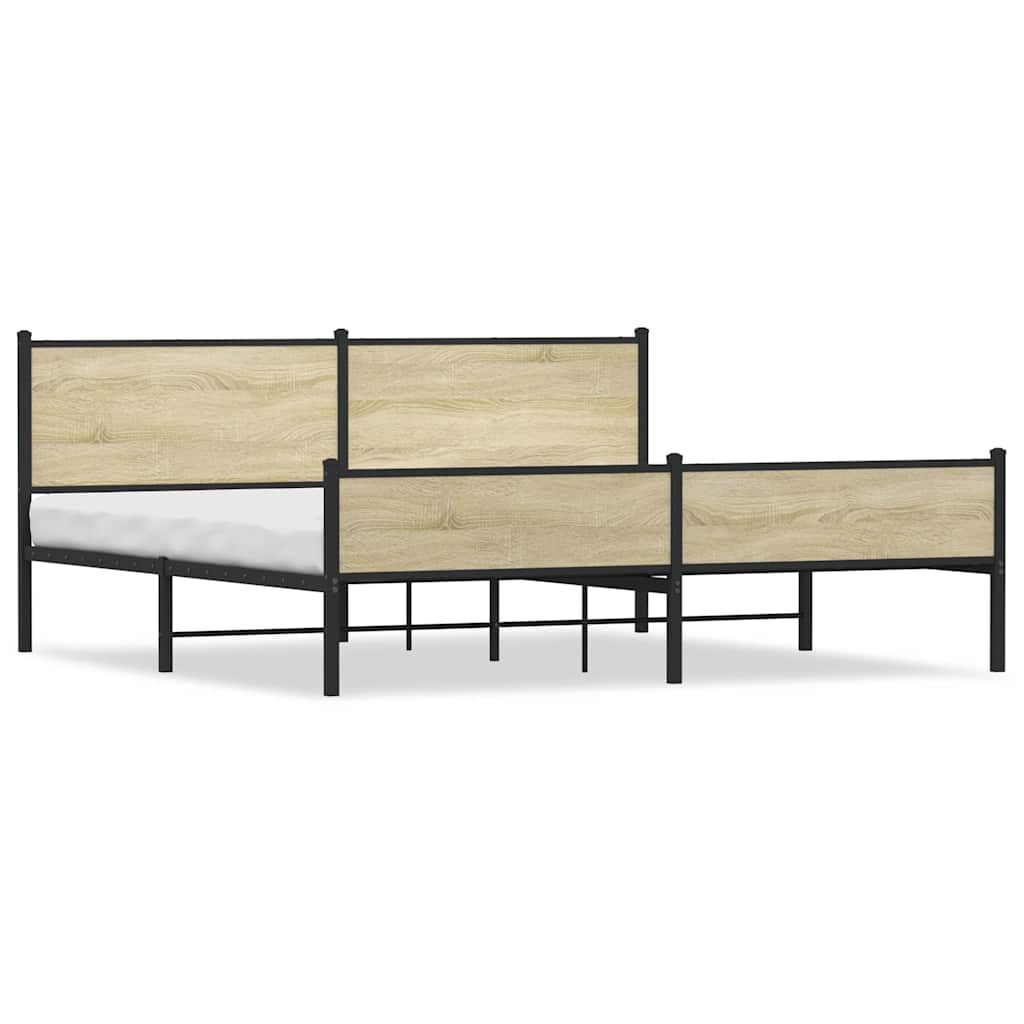 vidaXL Σκελετός Κρεβ. Χωρίς Στρώμα Sonoma Δρυς 193x203 εκ. Μεταλλικό