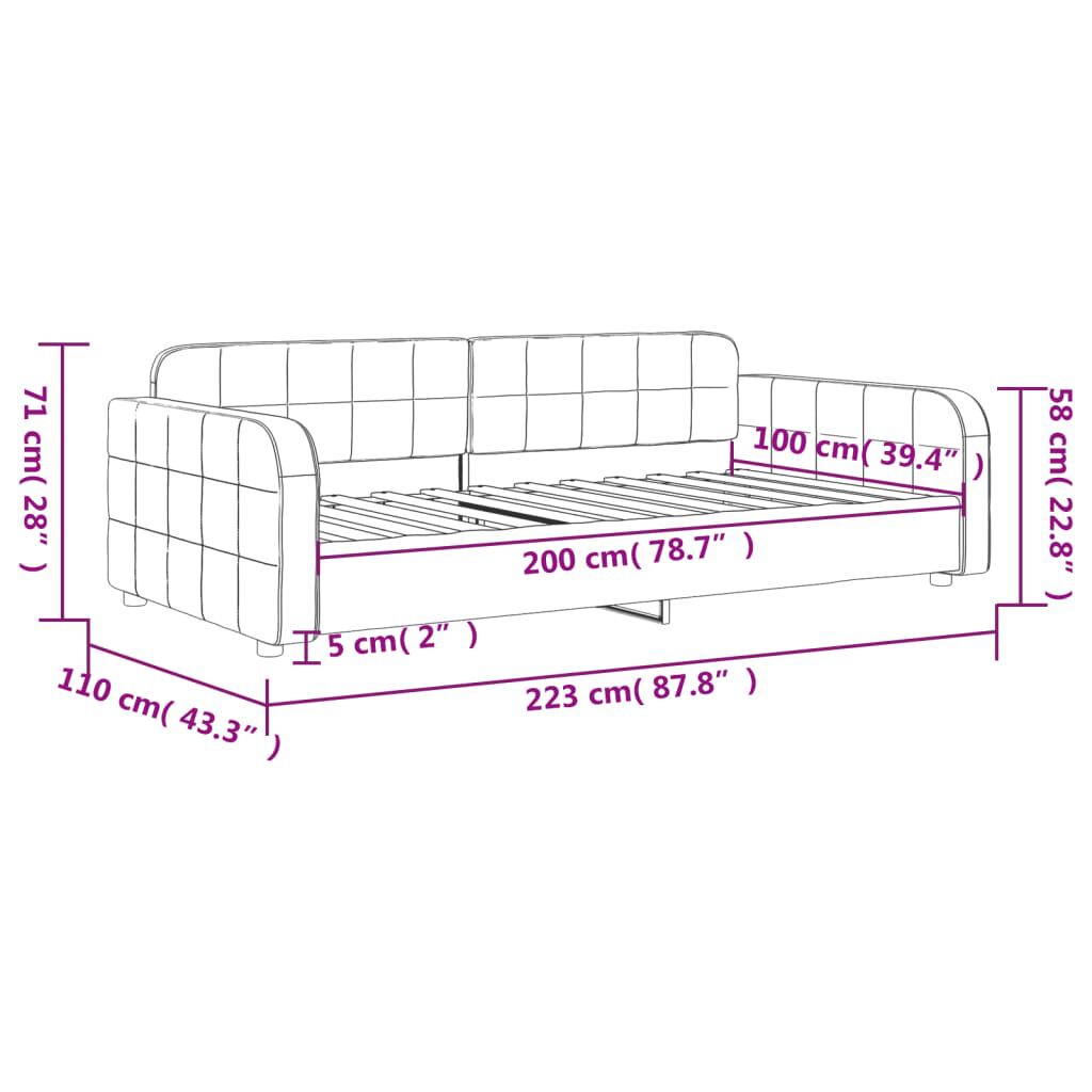 vidaXL Καναπές Κρεβάτι Μαύρος 100 x 200 εκ. Βελούδινος