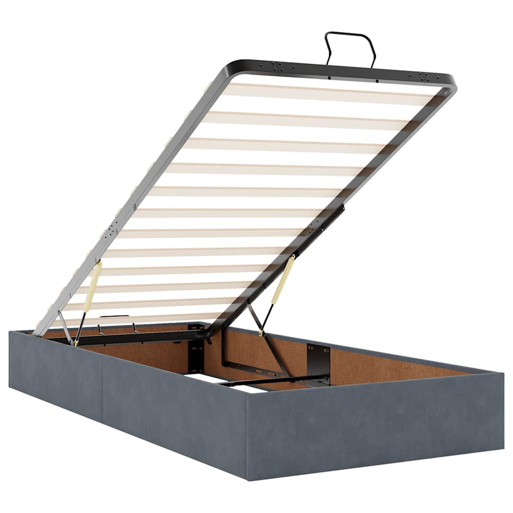 vidaXL Οθωμανικό κρεβάτι με στρώμα & LEDs Σκούρο γκρι 90x200cm Velvet