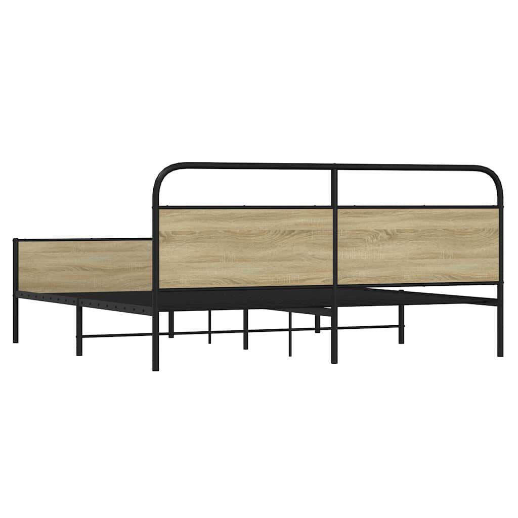 vidaXL Σκελετός Κρεβ. Χωρίς Στρώμα Sonoma Δρυς 180x200 εκ. Μεταλλικό