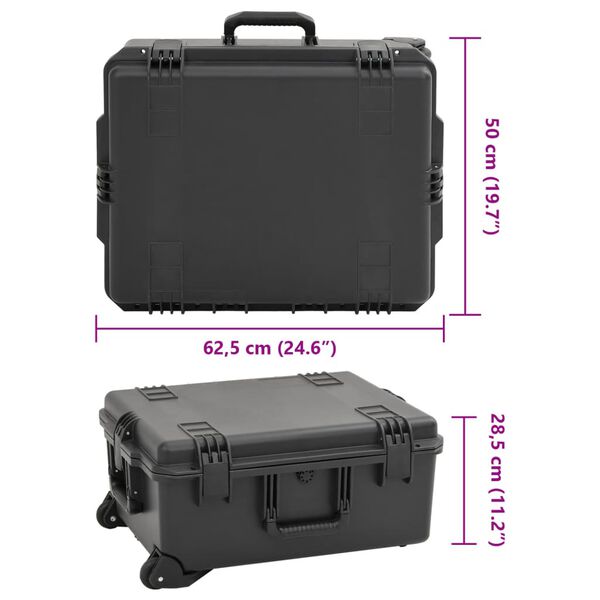 vidaXL Θήκη Πτήσης Φορητή Μαύρη 62,5x50x28,5 εκ. από Πολυπροπυλένιο