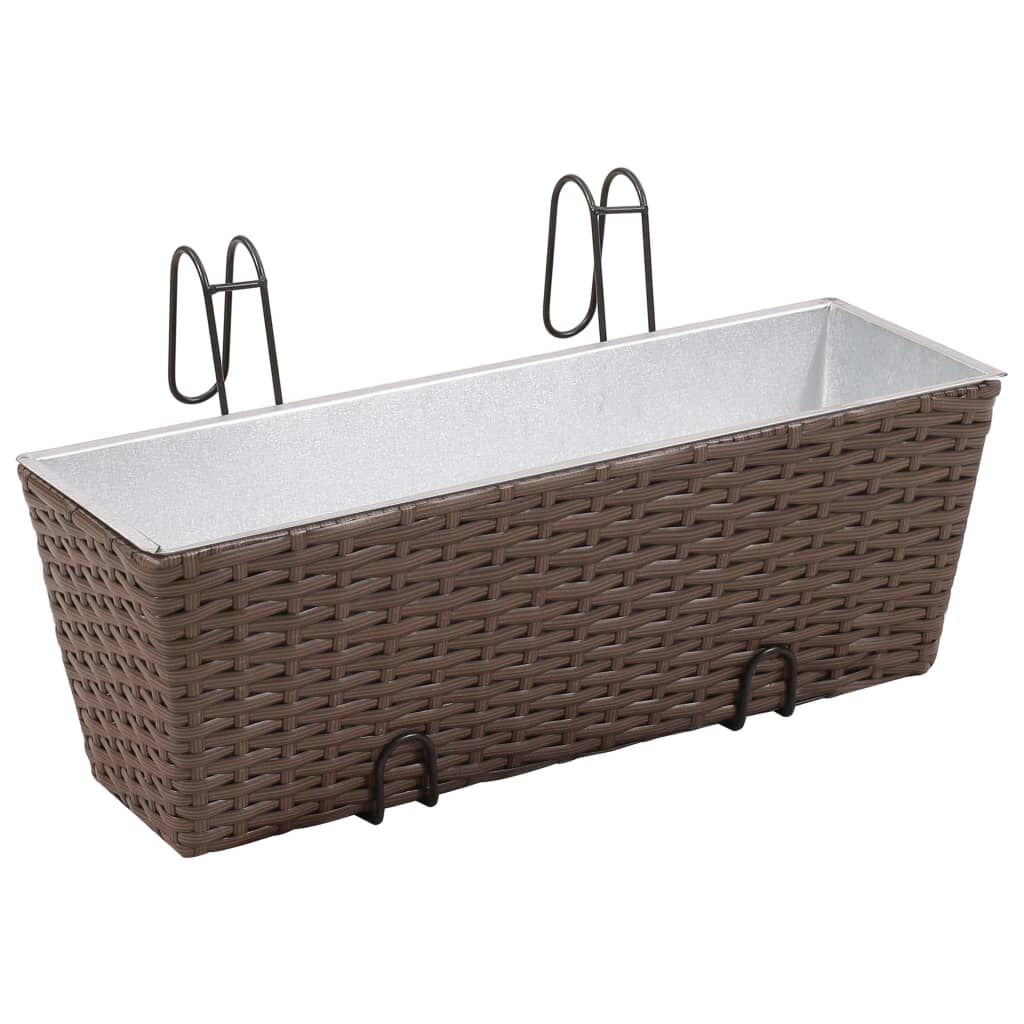 Σετ 2 τμχ Τραπεζοειδής Ζαρντινιέρα Rattan 50 cm Καφέ
