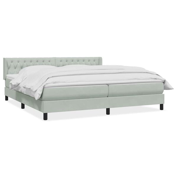 vidaXL Box Spring κρεβάτι με στρώμα ανοιχτό γκρι 180x220 cm Βελούδινο