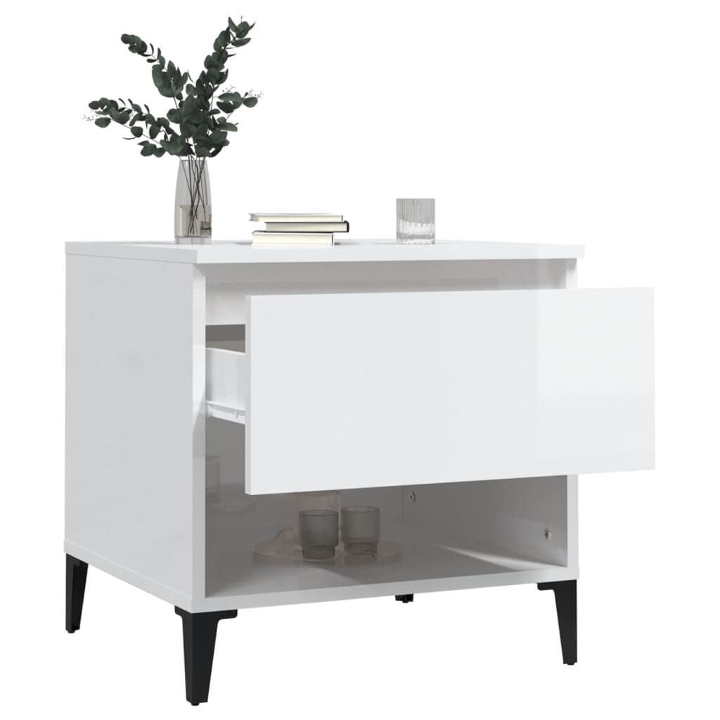 vidaXL Βοηθητικά Τραπέζια 2 τεμ. Γυαλ.Λευκό 50x46x50 εκ. Επεξ. Ξύλο