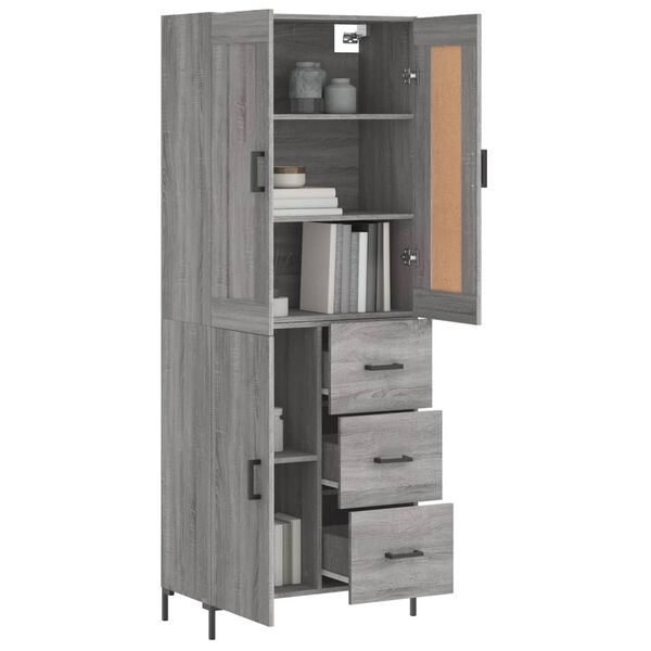 vidaXL Ντουλάπι Γκρι Sonoma 69,5 x 34 x 180 εκ. Επεξεργασμένο Ξύλο