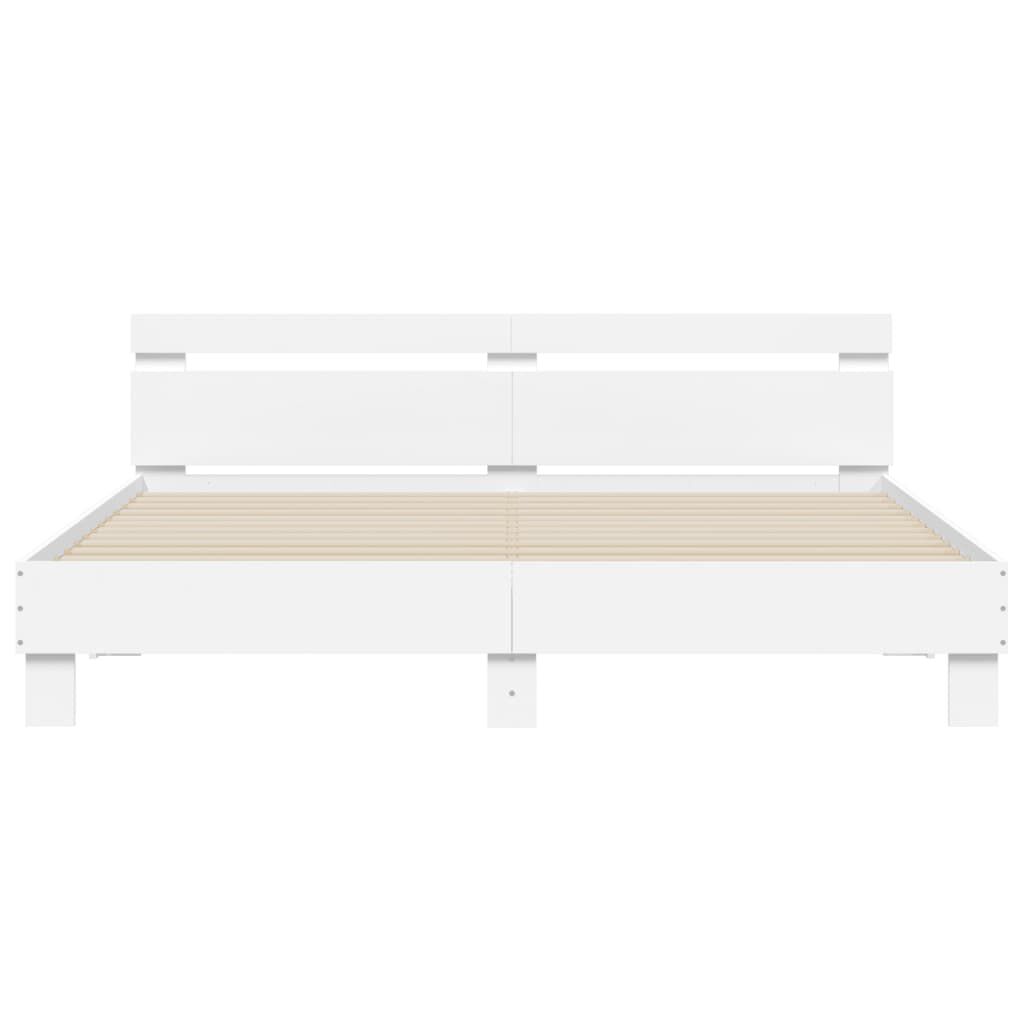 vidaXL Πλαίσιο Κρεβατιού με Κεφαλάρι/LED Λευκό 180x200 εκ