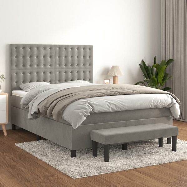 vidaXL &Kappa;&rho;&epsilon;&beta;ά&tau;&iota; Boxspring &mu;&epsilon; &Sigma;&tau;&rho;ώ&mu;&alpha; &Alpha;&nu;&omicron;&iota;&chi;&tau;ό &Gamma;&kappa;&rho;&iota; 140x190 &epsilon;&kappa;. &Beta;&epsilon;&lambda;&omicron;ύ&delta;&iota;&nu;&omicron;