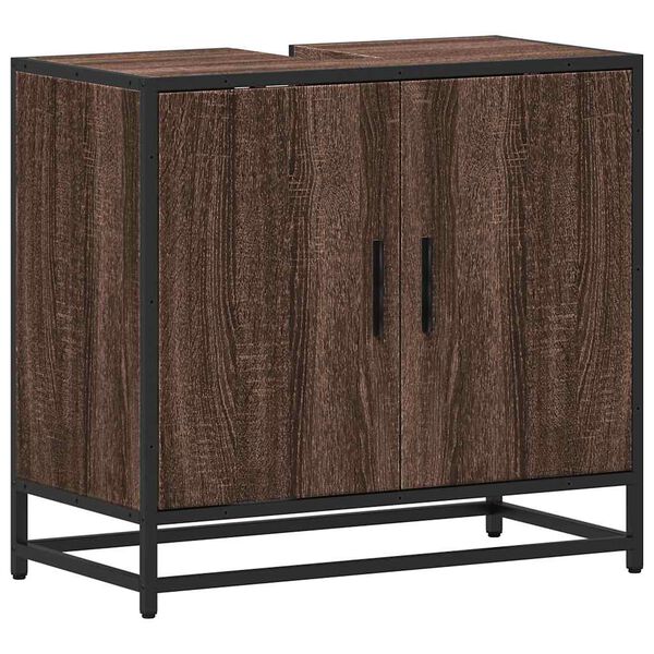 vidaXL ντουλάπι νιπτήρα μπάνιου καφέ δρυς 65x33x60 cm