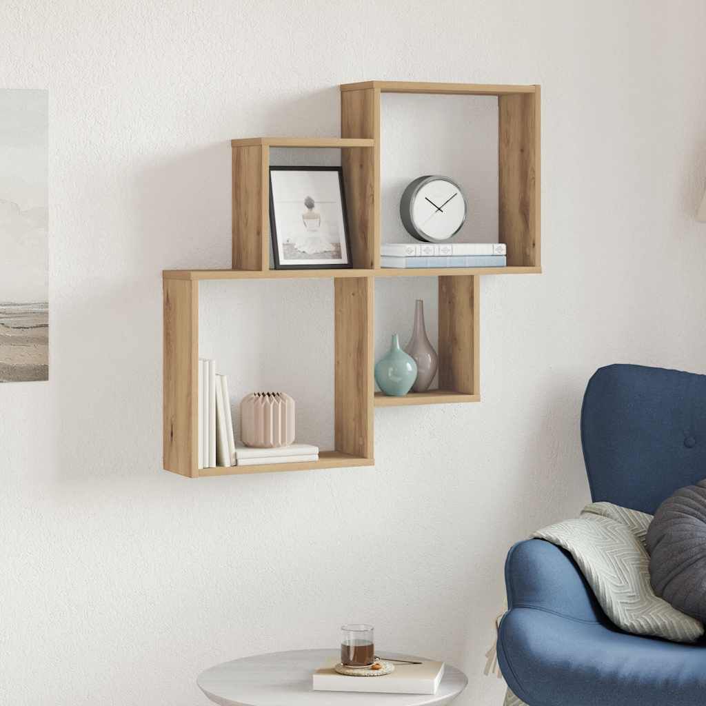vidaXL Ράφι τοίχου Artisan Oak 80x15x78,5 cm Κατασκευασμένο ξύλο