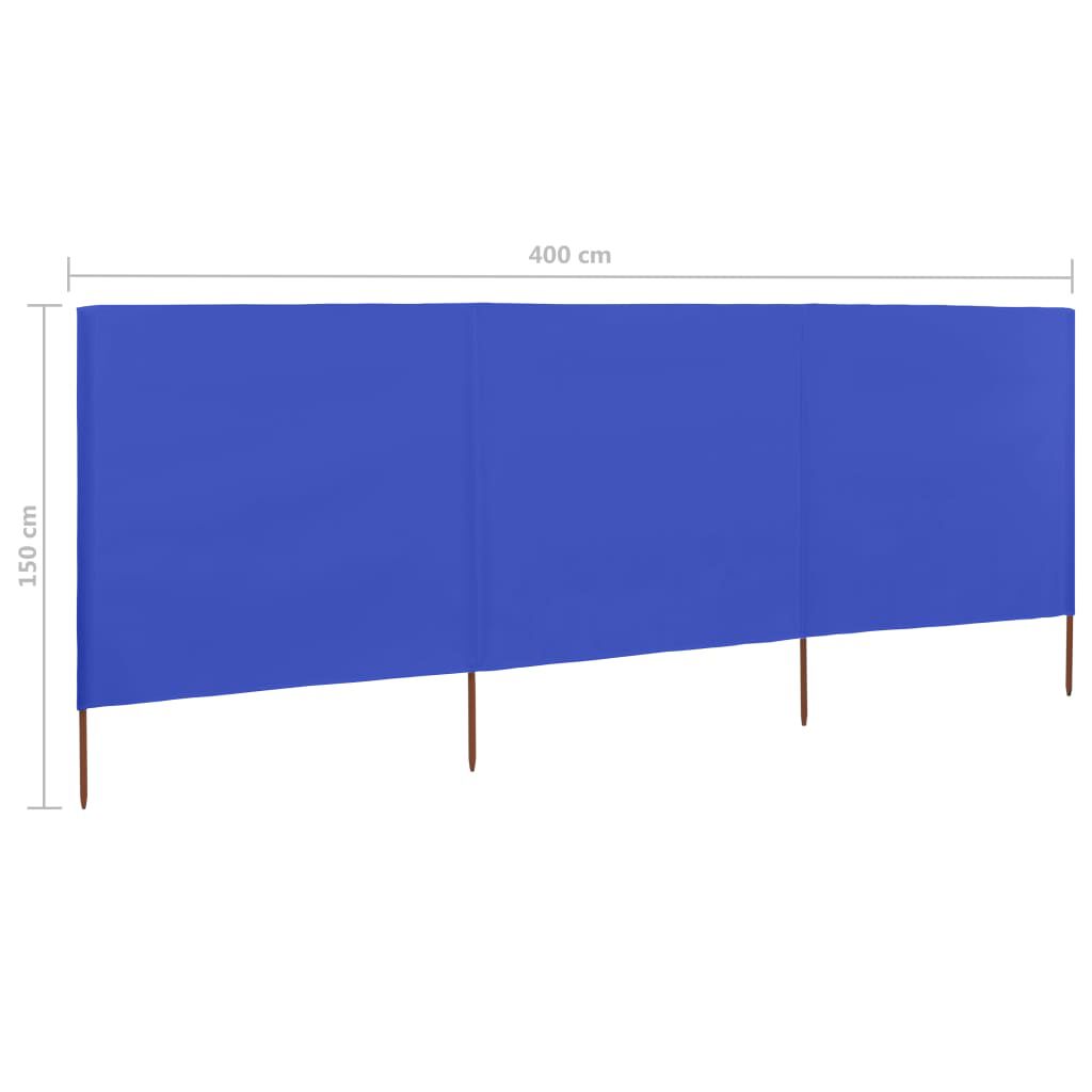 vidaXL Προστατευτικό Αέρα με 3 Πάνελ Αζούρ Μπλε 400x120 εκ. Υφασμάτινο