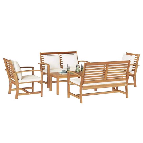 Σετ Καναπέ Κήπου 5 pcs Φυσικό Μασίφ ξύλο teak