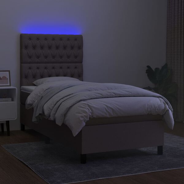 vidaXL &Kappa;&rho;&epsilon;&beta;ά&tau;&iota; Boxspring &mu;&epsilon; &Sigma;&tau;&rho;ώ&mu;&alpha; & LED Taupe 90x200 &epsilon;&kappa;. &Upsilon;&phi;&alpha;&sigma;&mu;ά&tau;&iota;&nu;&omicron;