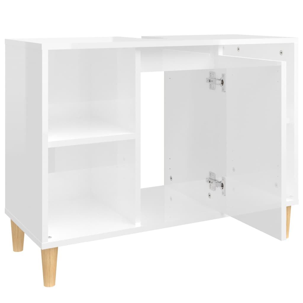 vidaXL Ντουλάπι Νιπτήρα Γυαλ. Λευκό 80x33x60 εκ. Επεξεργασμένο Ξύλο