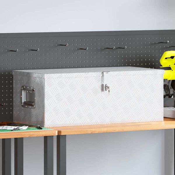 vidaXL Κουτί Αποθήκευσης Ασημί 80 x 39 x 30 εκ. από Αλουμίνιο