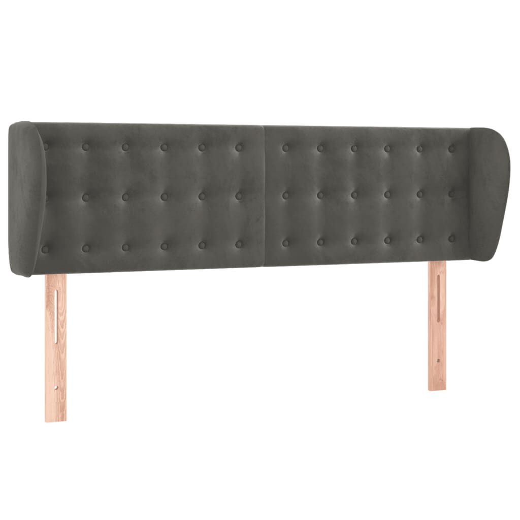 vidaXL Κεφαλάρι με Πτερύγια Σκούρο Γκρι 147x23x78/88 εκ. Βελούδινο