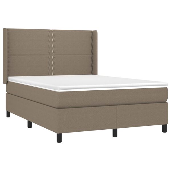 vidaXL &Kappa;&rho;&epsilon;&beta;ά&tau;&iota; Boxspring &mu;&epsilon; &Sigma;&tau;&rho;ώ&mu;&alpha; & LED Taupe 140x190 &epsilon;&kappa;. &Upsilon;&phi;&alpha;&sigma;&mu;ά&tau;&iota;&nu;&omicron;