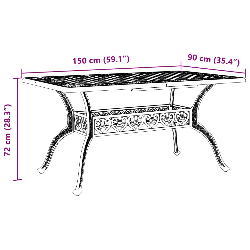 vidaXL Τραπέζι Κήπου Λευκό 150 x 90 x 72 εκ. από Χυτό Αλουμίνιο