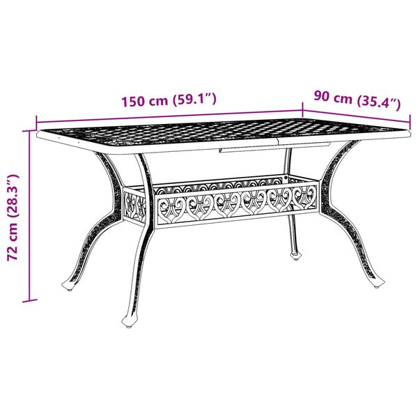 vidaXL Τραπέζι Κήπου Λευκό 150 x 90 x 72 εκ. από Χυτό Αλουμίνιο
