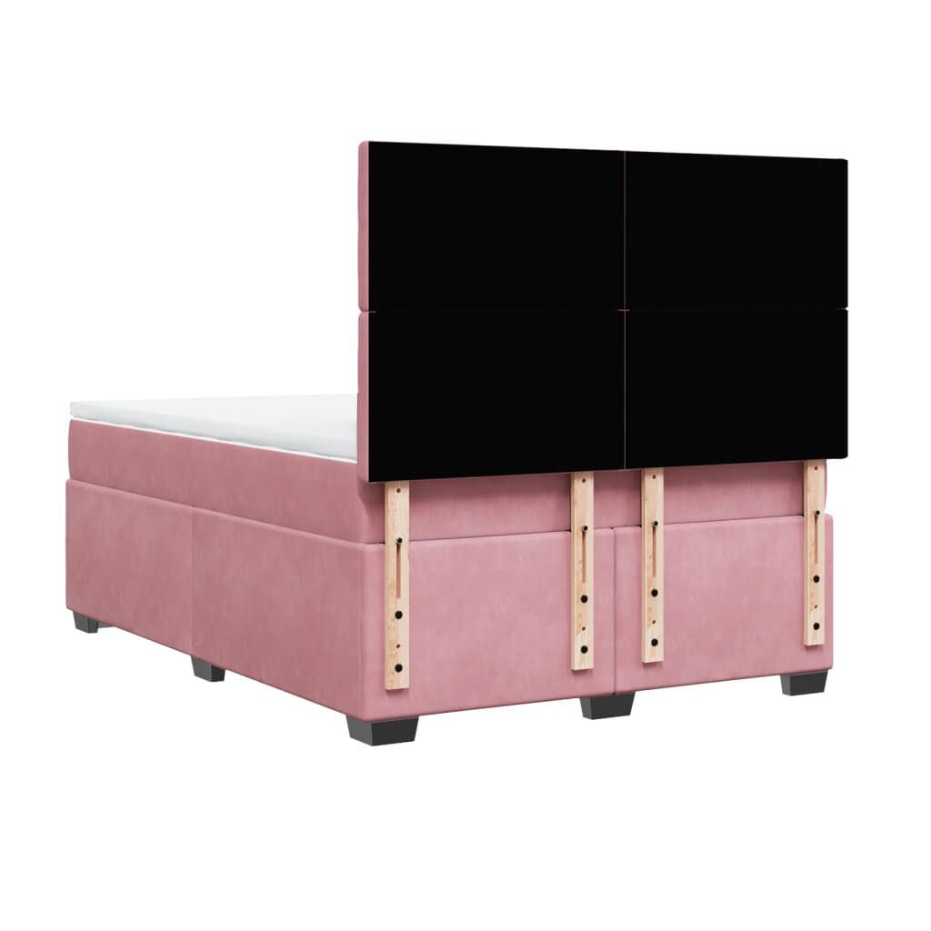 vidaXL Κρεβάτι Boxspring με Στρώμα Ροζ 160x200 εκ. Βελούδινο