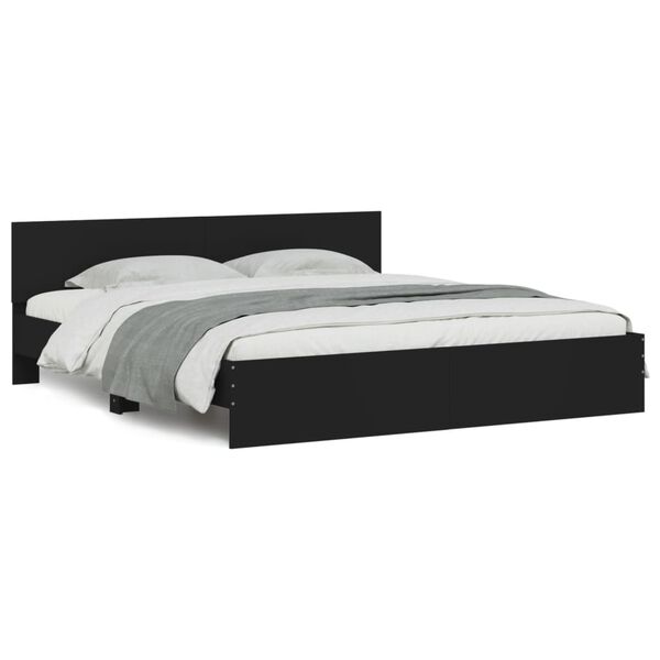 vidaXL Πλαίσιο Κρεβατιού με Κεφαλάρι/LED Μαύρο 180x200 εκ