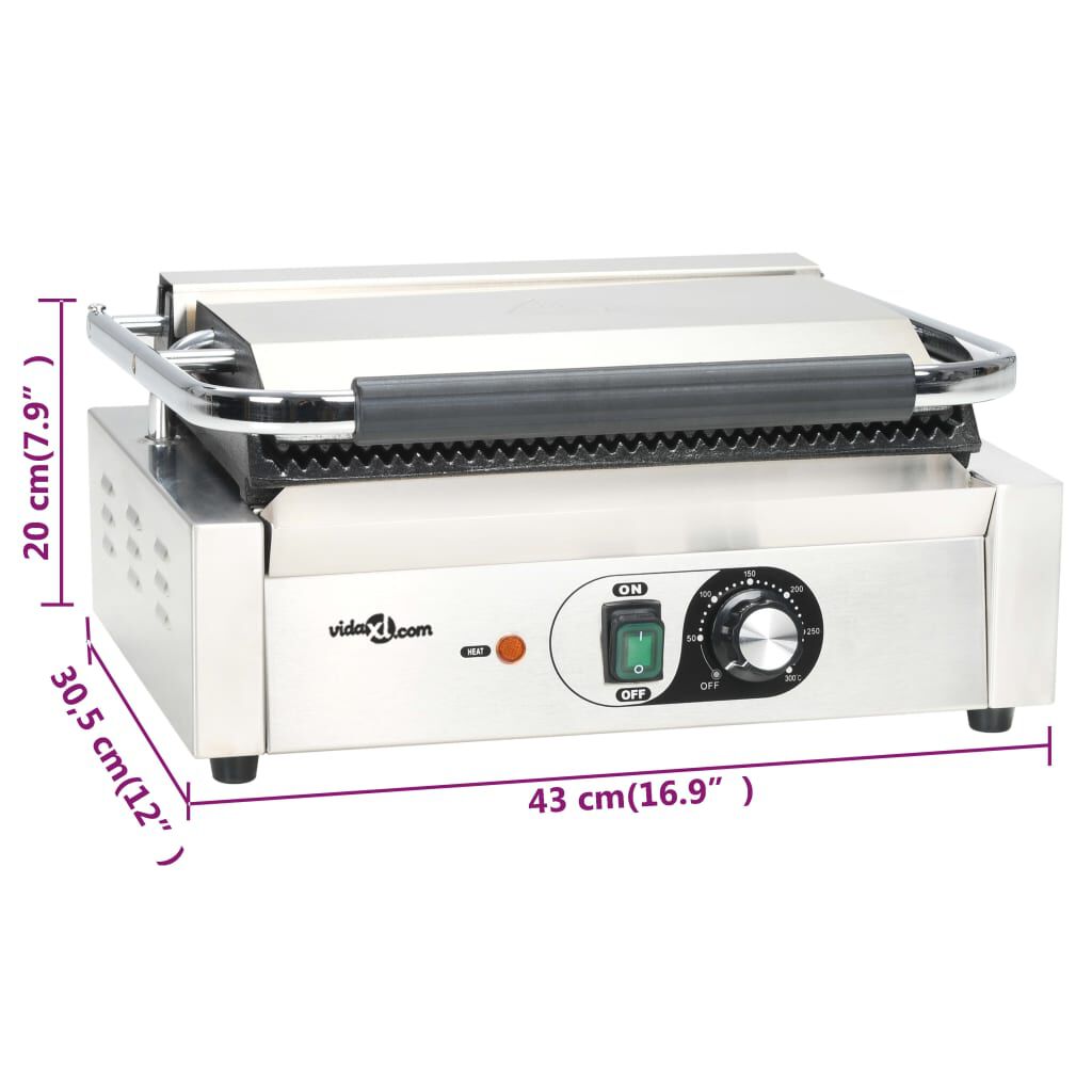 vidaXL Τοστιέρα Ραβδωτή Panini 2200 W 43 x 30,5 x 20 εκ.
