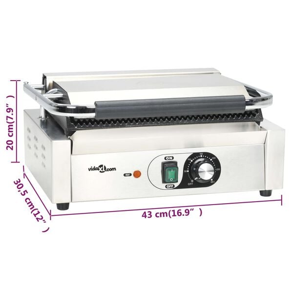 vidaXL Τοστιέρα Ραβδωτή Panini 2200 W 43 x 30,5 x 20 εκ.