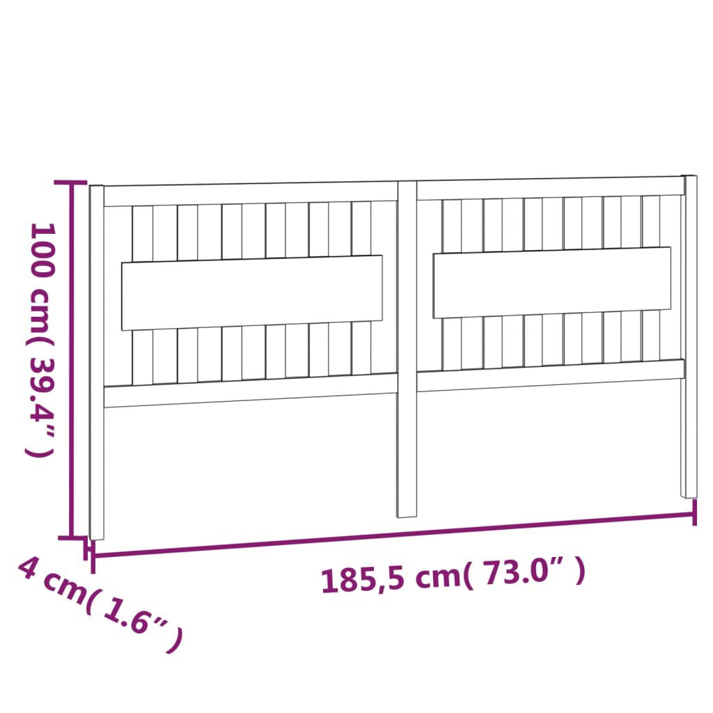 vidaXL Κεφαλάρι Κρεβατιού Γκρι 185,5x4x100 εκ. από Μασίφ Ξύλο Πεύκου
