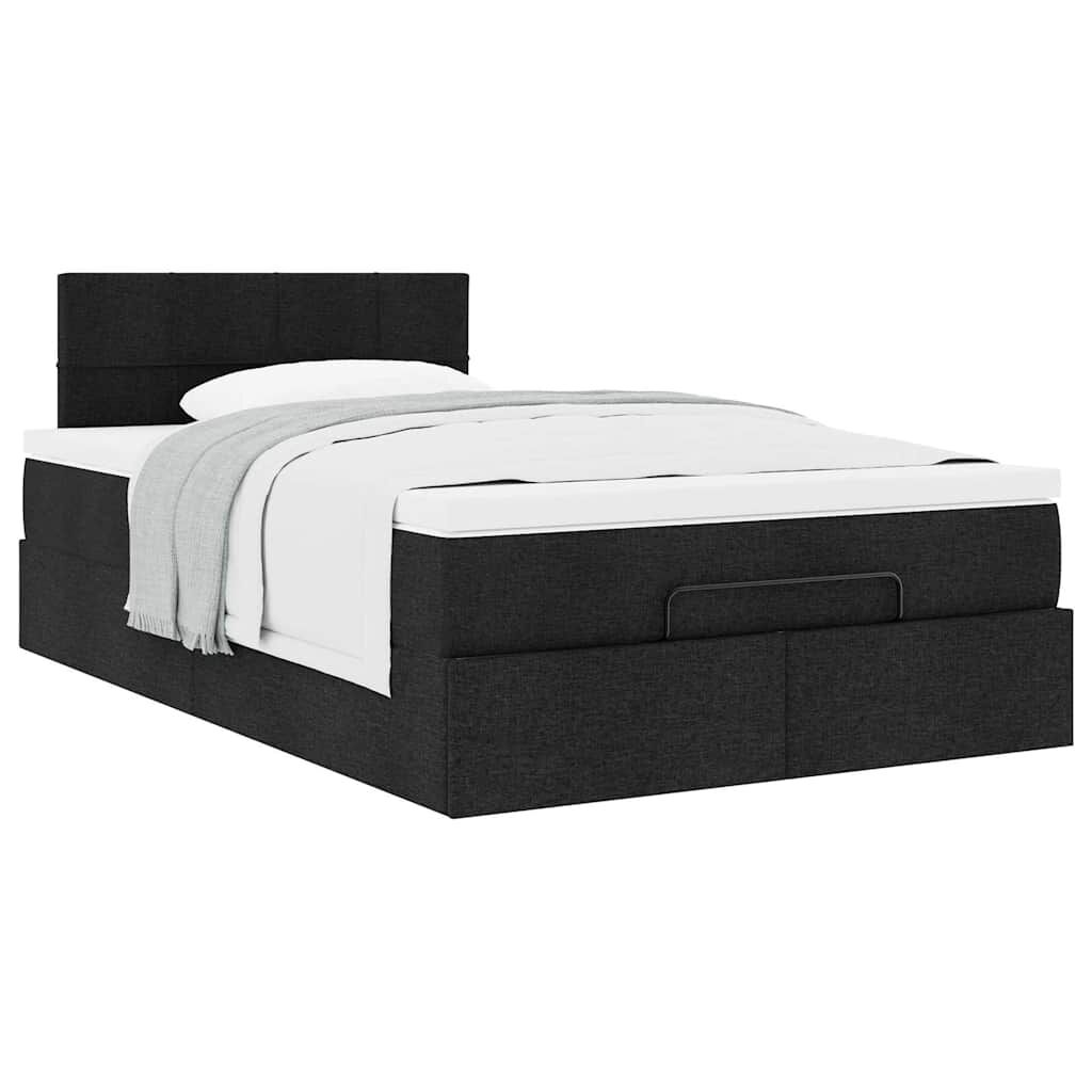 vidaXL Οθωμανικό κρεβάτι με στρώμα Μαύρο 120x190 cm Ύφασμα