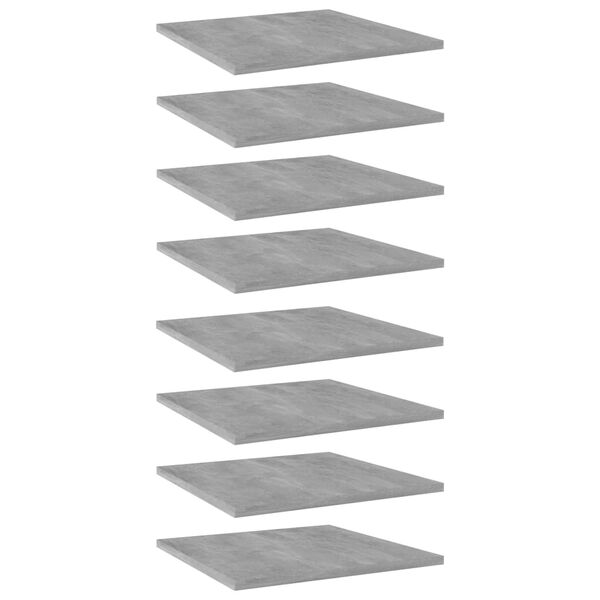 vidaXL Ράφια Βιβλιοθήκης 8 τεμ. Γκρι Σκυροδ. 40x40x1,5 εκ. Επεξ.Ξύλο
