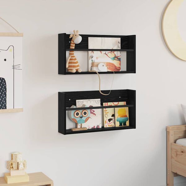 vidaXL &Rho;ά&phi;&iota; &Pi;&epsilon;&rho;&iota;&omicron;&delta;&iota;&kappa;ώ&nu; &mu;&epsilon; &rho;ά&phi;&iota; 2 pcs &Mu;&alpha;ύ&rho;&eta; &Omicron;&xi;&upsilon;ά 60 x 12 x 30 &epsilon;&kappa;