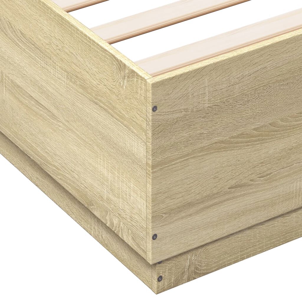 vidaXL Πλαίσιο Κρεβατιού με Φώτα LED Sonoma Δρυς 120x200εκ. Επεξ. Ξύλο