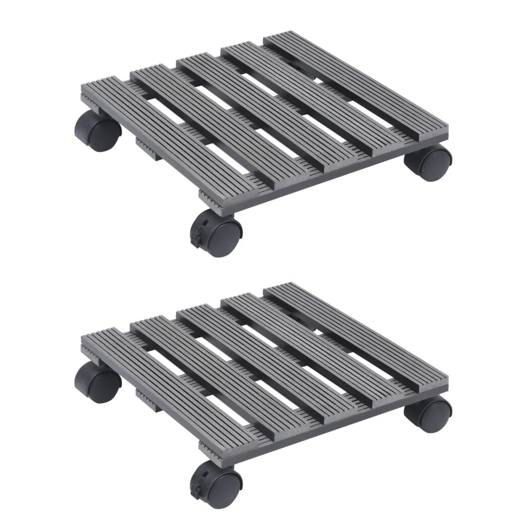 vidaXL Βάσεις για Γλάστρες με Ρόδες 2 τεμ. Γκρι 30x30x7,5 εκ. από WPC