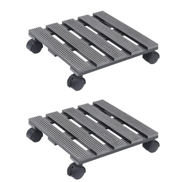 vidaXL Βάσεις για Γλάστρες με Ρόδες 2 τεμ. Γκρι 30x30x7,5 εκ. από WPC