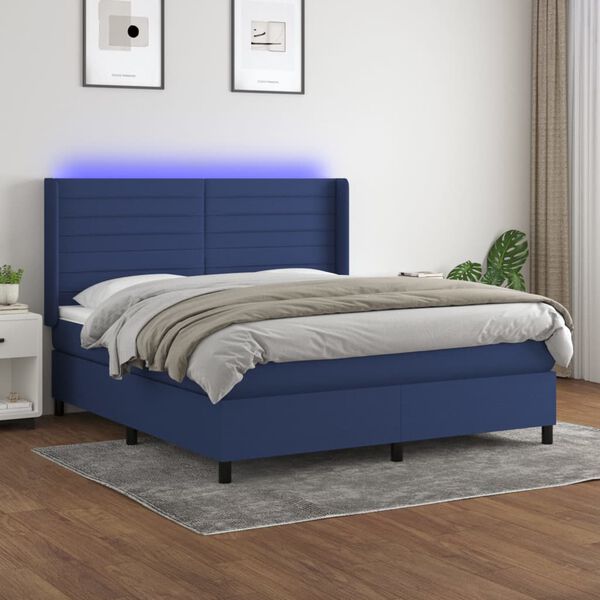 vidaXL &Kappa;&rho;&epsilon;&beta;ά&tau;&iota; Boxspring &mu;&epsilon; &Sigma;&tau;&rho;ώ&mu;&alpha; & LED &Mu;&pi;&lambda;&epsilon; 180x200 &epsilon;&kappa;. &Upsilon;&phi;&alpha;&sigma;&mu;ά&tau;&iota;&nu;&omicron;