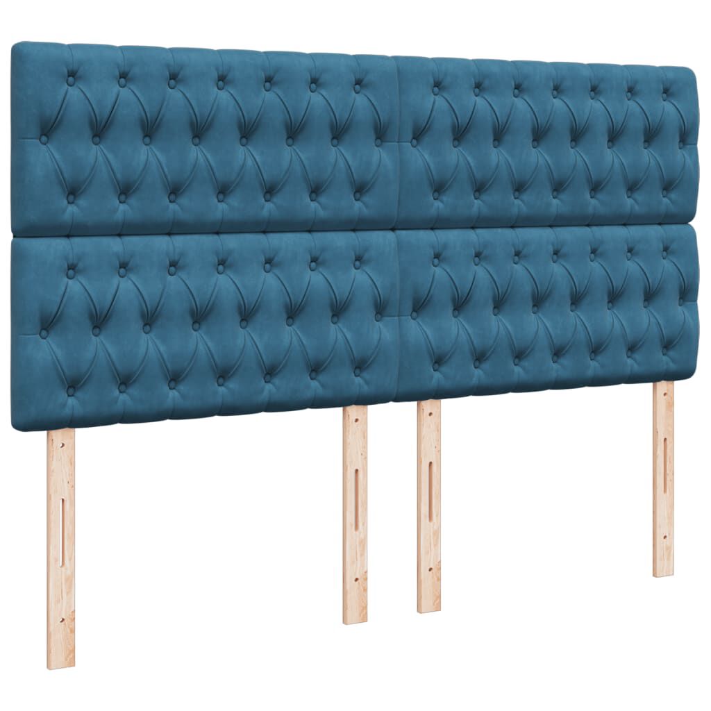 vidaXL Κρεβάτι Boxspring με Στρώμα Μπλε 180x200 εκ. Βελούδινο