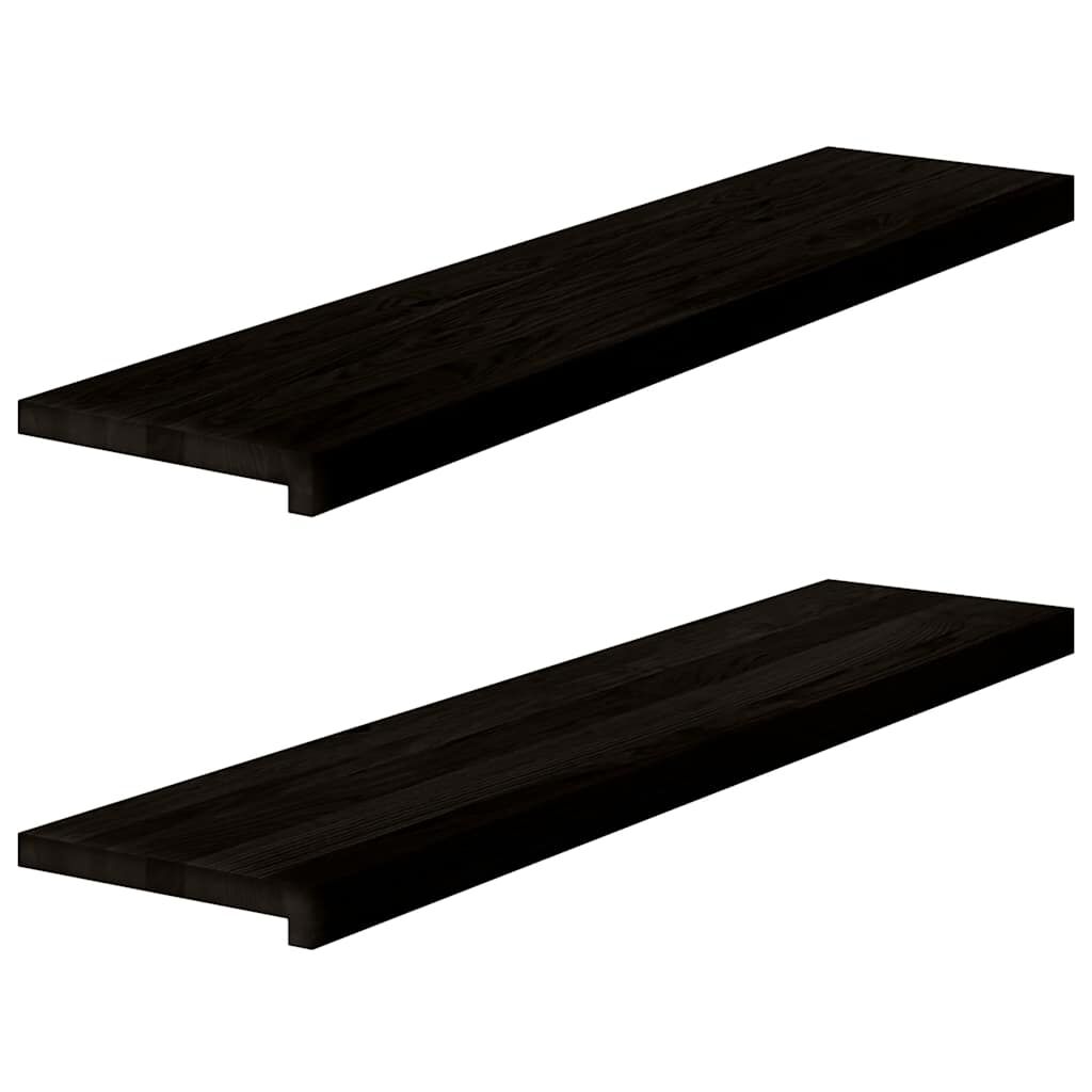vidaXL Πέλματα Σκάλας 2 τεμάχια Σκούρο καφέ 110x30x2cm μασίφ ξύλο δρυς