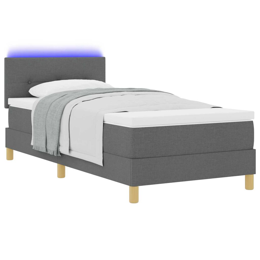 vidaXL Κρεβάτι με Στρώμα & LED Σκούρο Γκρι 80x200 εκ. Ύφασμα