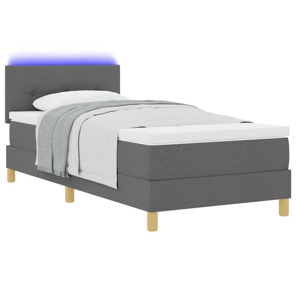 vidaXL Κρεβάτι με Στρώμα & LED Σκούρο Γκρι 80x200 εκ. Ύφασμα