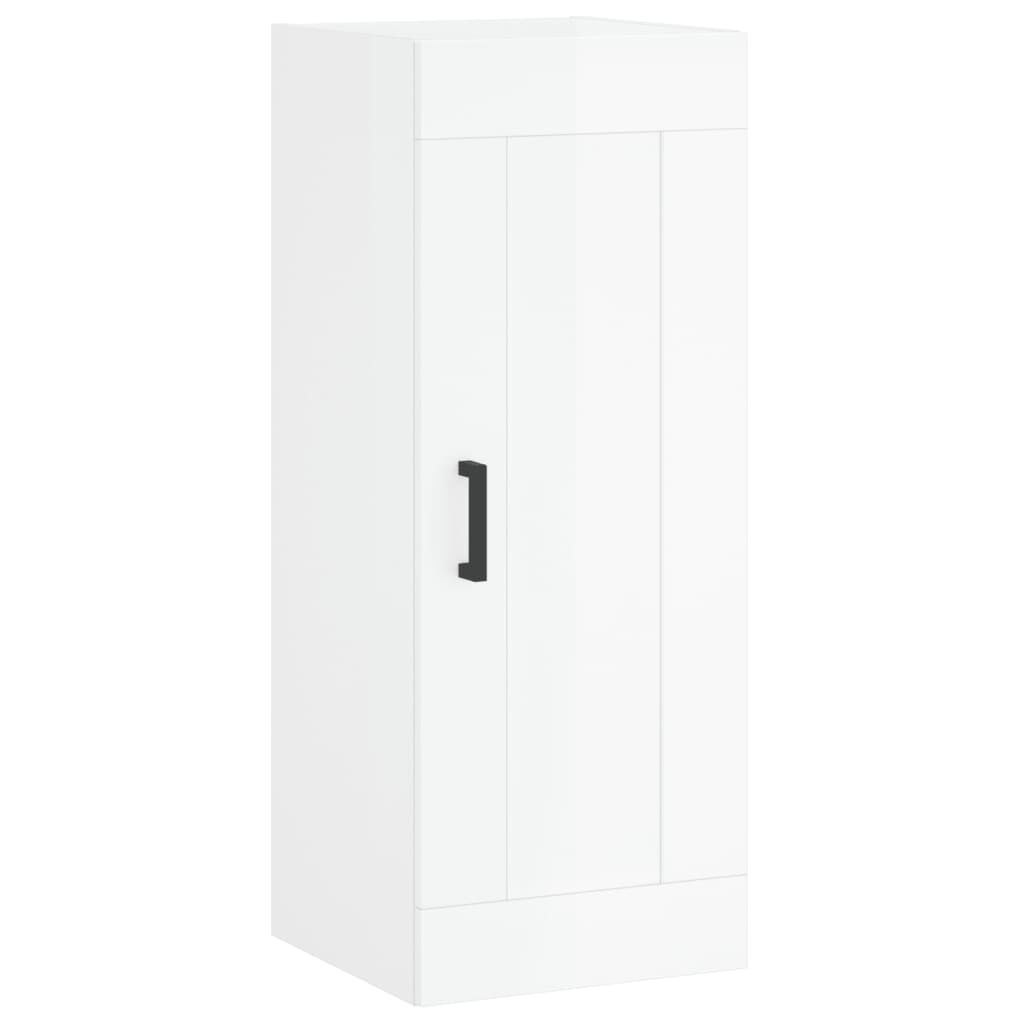 vidaXL Ντουλάπι Γυαλ. Λευκό 34,5 x 34 x 180 εκ. από Επεξεργασμένο Ξύλο