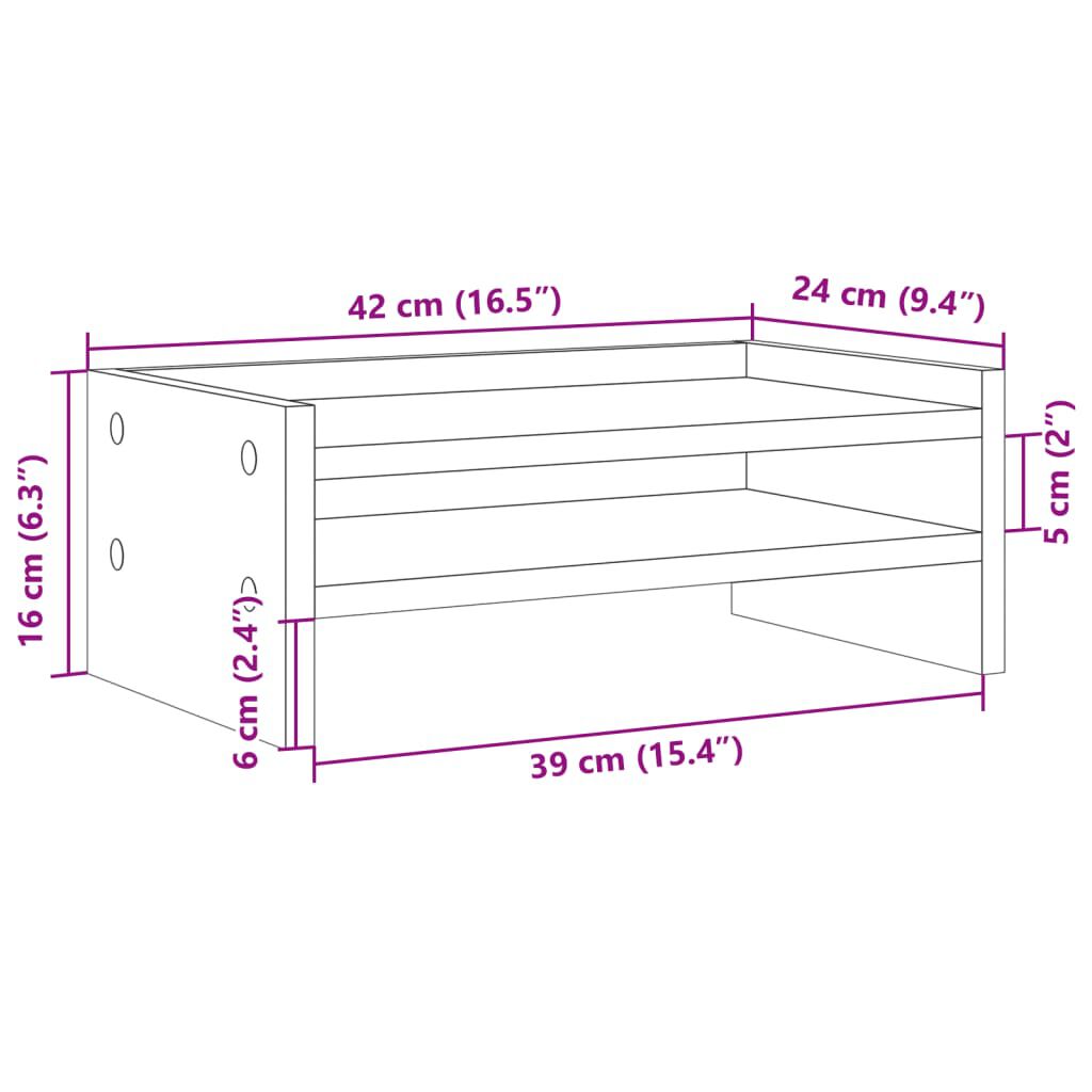 vidaXL Βάση Οθόνης Καπνιστή Δρυς 42x24x16 εκ. από Επεξεργασμένο Ξύλο