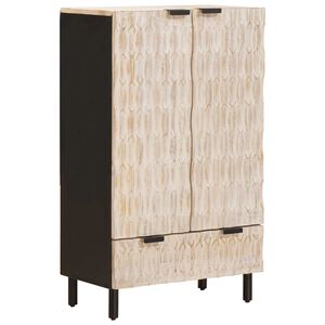 vidaXL Highboard &mu;&epsilon; &pi;ό&rho;&tau;&alpha; &Lambda;&epsilon;&upsilon;&kappa;ό &Phi;&iota;&nu;ί&rho;&iota;&sigma;&mu;&alpha; &Kappa;&alpha;&theta;&alpha;&rho;&iota;&sigma;&mu;&omicron;ύ 60 x 33 x 100 &epsilon;&kappa;.