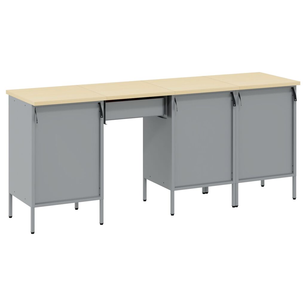Set εργασίας 4 τεμαχίων vidaXL με cabinet και τραπέζι Μαύρο Επεξεργασμένο ξύλο και Χάλυβα