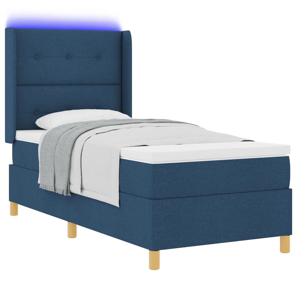 vidaXL Κρεβάτι Box Spring με Στρώμα Μπλε 80x200 εκ. Ύφασμα